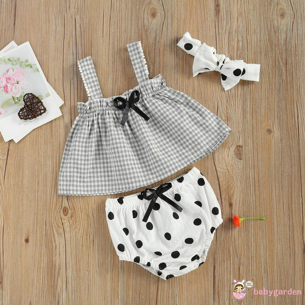 Áo Không Tay Và Quần Ngắn Chấm Bi Dễ Thương Cho Bé Gái