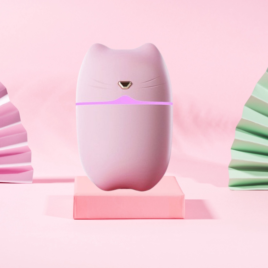 Máy Phun Sương Tạo Ẩm Mini Mèo  Humidifier  Cho Phòng Ngủ &amp; Trên Ôtô Khuếch Tán Tinh Dầu Phun Sương Tỏa Hương Đuổi Muỗi