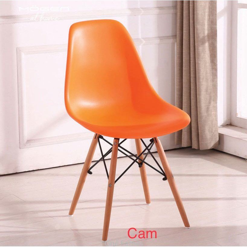 Ghế Nhựa Chân Gỗ Eames, Ghế Quán Cafe, Ghế Decor Ngồi Làm Việc