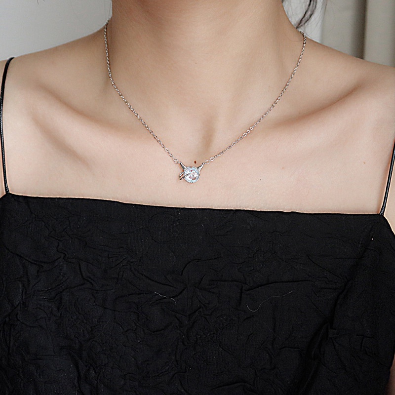 Dây chuyền mèo mặt pha lê MS375