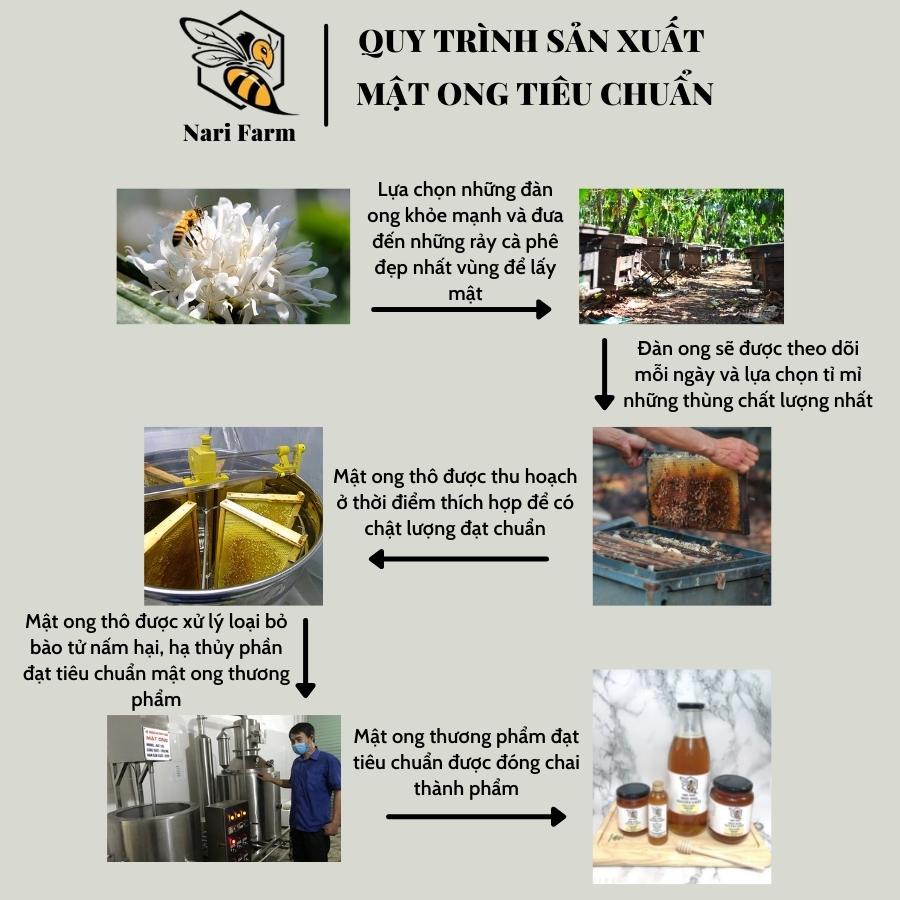 Mật ong nguyên chất - Mật ong hoa cà phê 100ml - 1lít Nari Farm