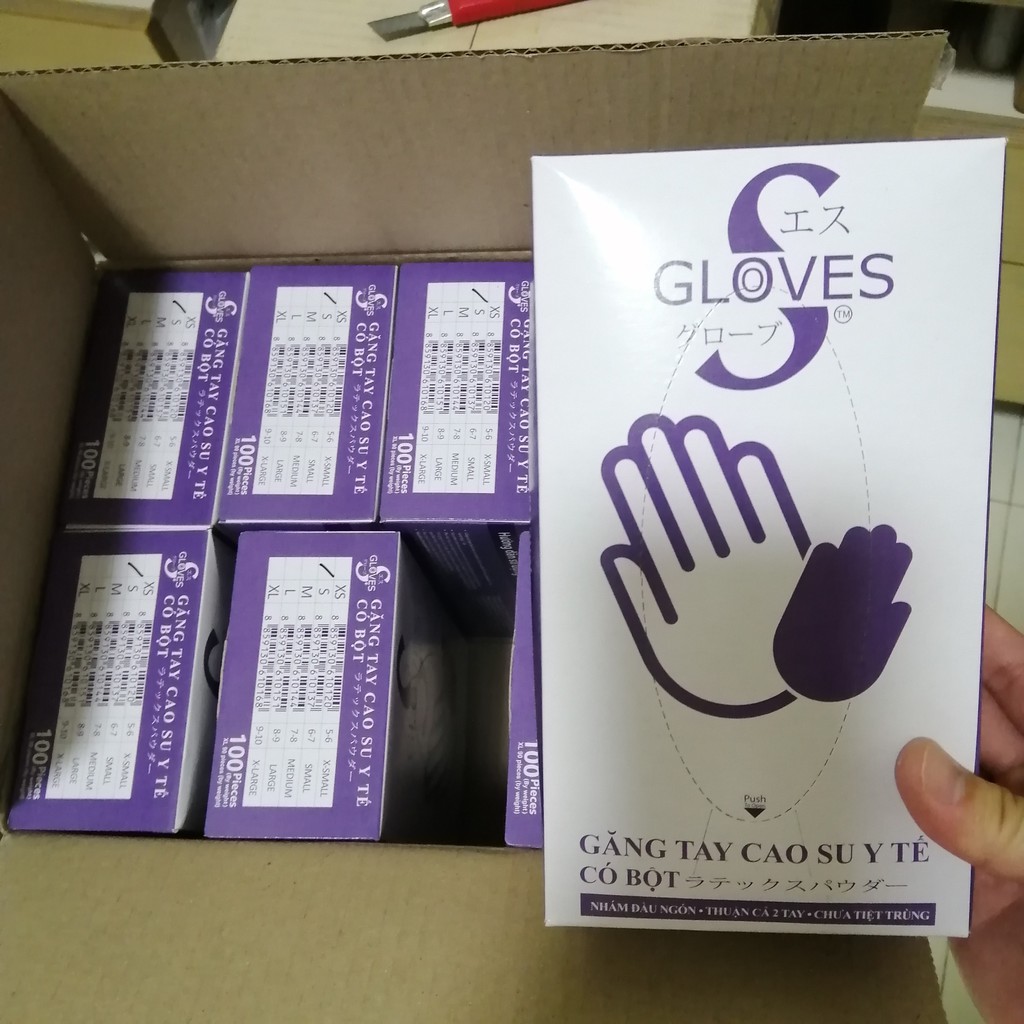 (Q1-HCM) Găng Tay Y Tế Có Bột Sglove Nhập Khẩu Thái Lan - Găng Tay Có Bột Sglove