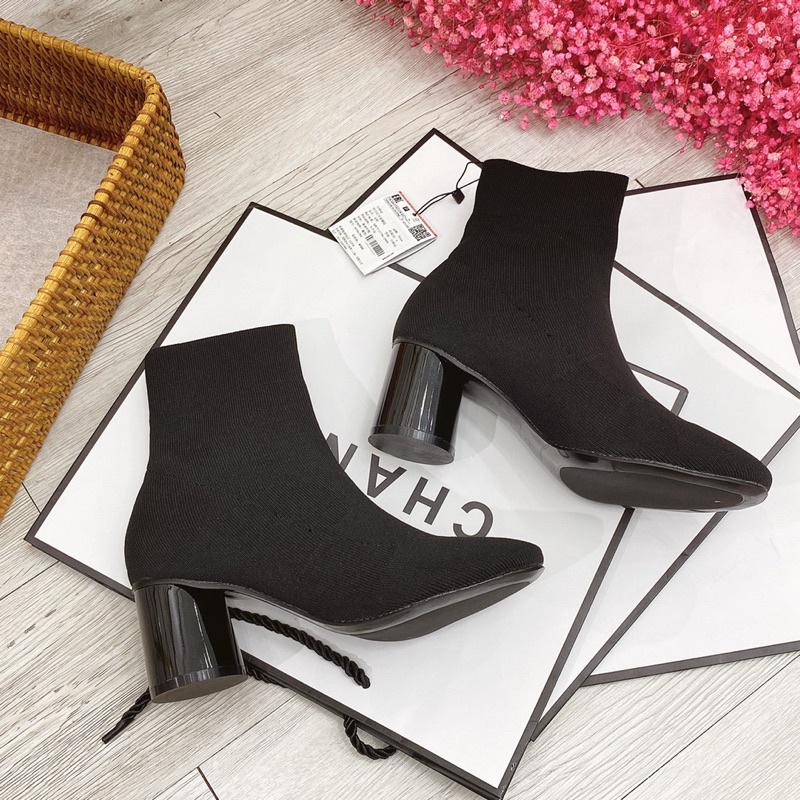 Bốt boot len zara cổ thấp gót tròn xuất dư fullbox