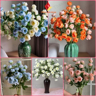 Hoa thu mẫu đơn - Hoa trà chuông giả 1 cành 4 nhánh 7 bông - Trang trí decor lọ thủy tinh, bình gốm sứ