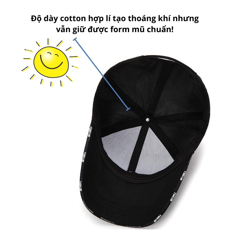 Mũ lưỡi trai Đen cá tính Trắng trẻ trung phong cách unisex Nón kết cotton nam nữ thời trang