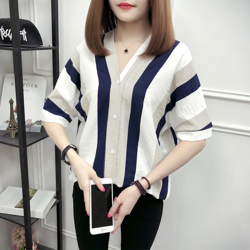 Áo Thun Nữ Tay Ngắn Sọc Ngang