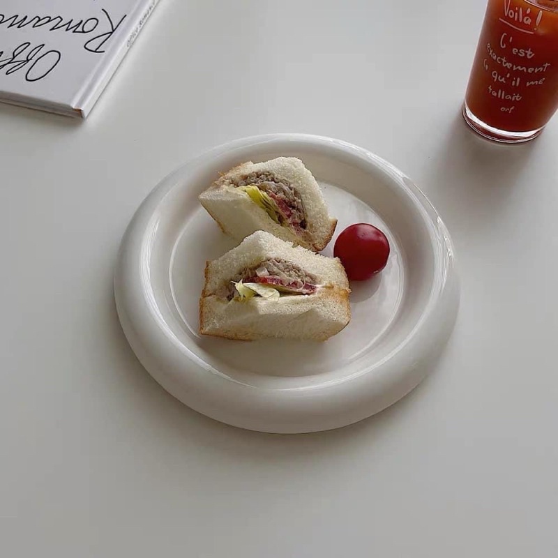 Đĩa sứ Trái tim, Hoa, Tròn phong cách Hàn Quốc