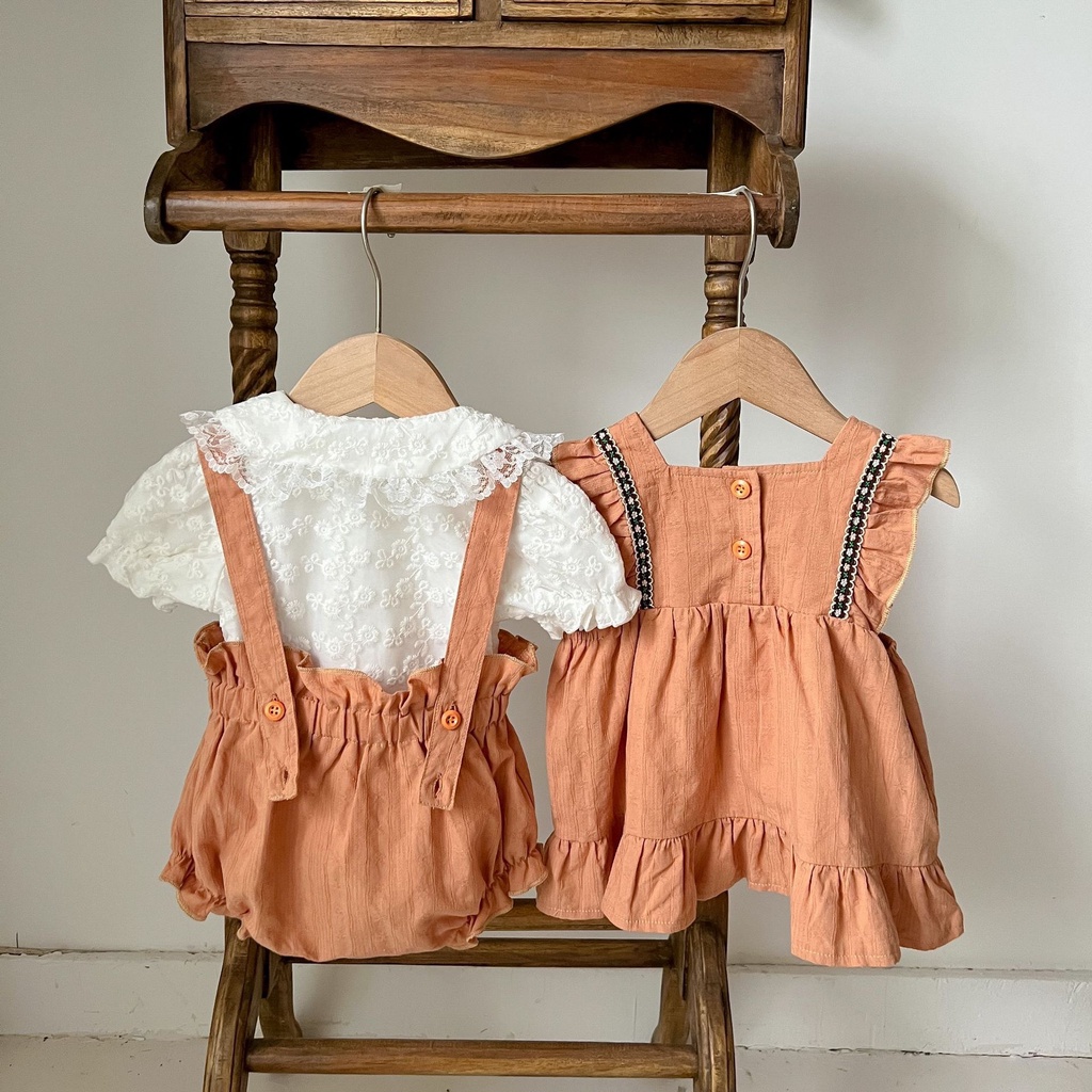 Set đồ bé gái vintage cổ điển, hàng đẹp cao cấp