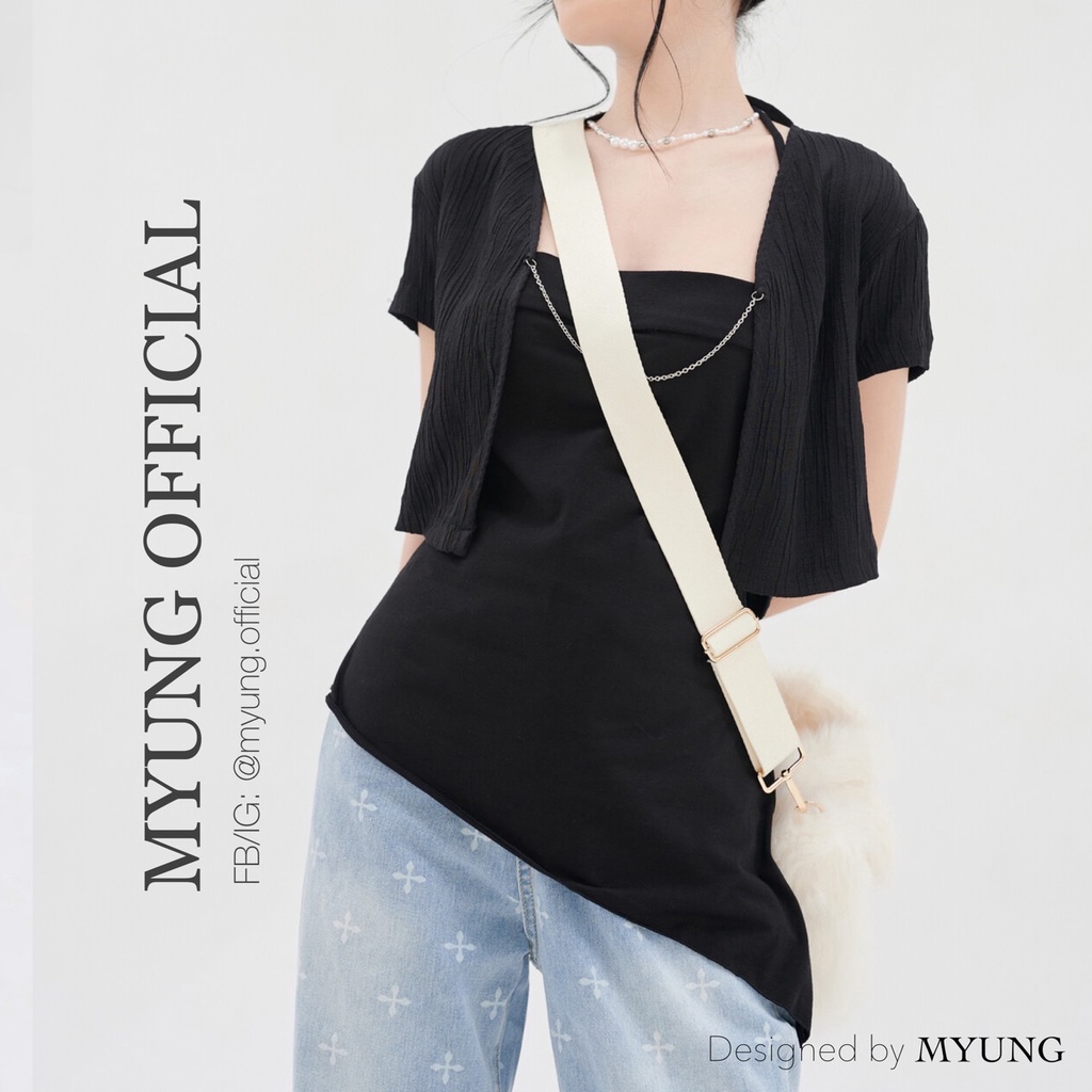 (SẴN) MYUNG - Set áo khoác ngắn và áo trong thân chéo - NINI TOP
