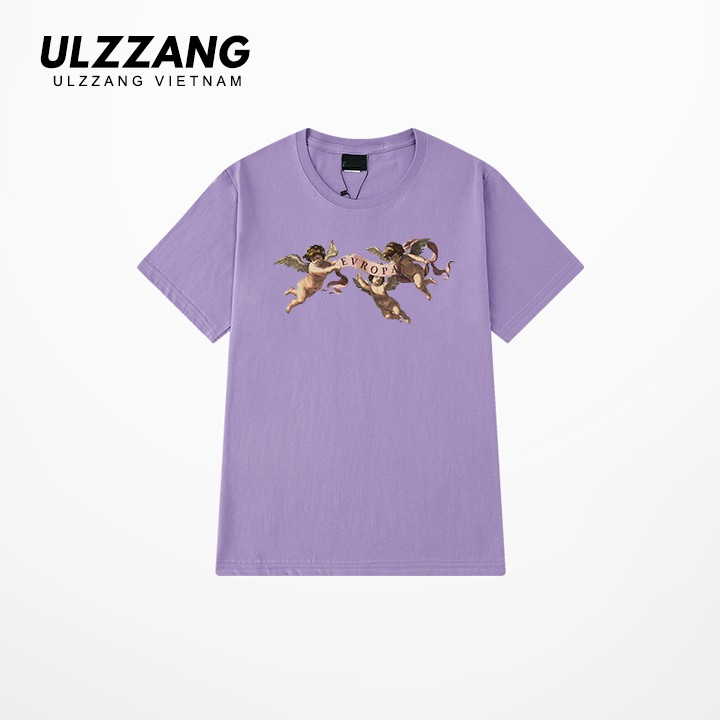 Áo thun tay lỡ ULZZANG cotton dáng unisex form rộng in hình angel evropa | BigBuy360 - bigbuy360.vn