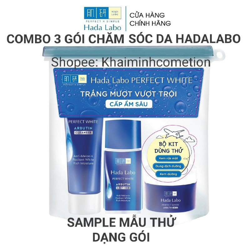 Combo Kem dưỡng trắng da Hadalabo + dung dịch Hadalabo + sữa rửa mặt Hadalabo
