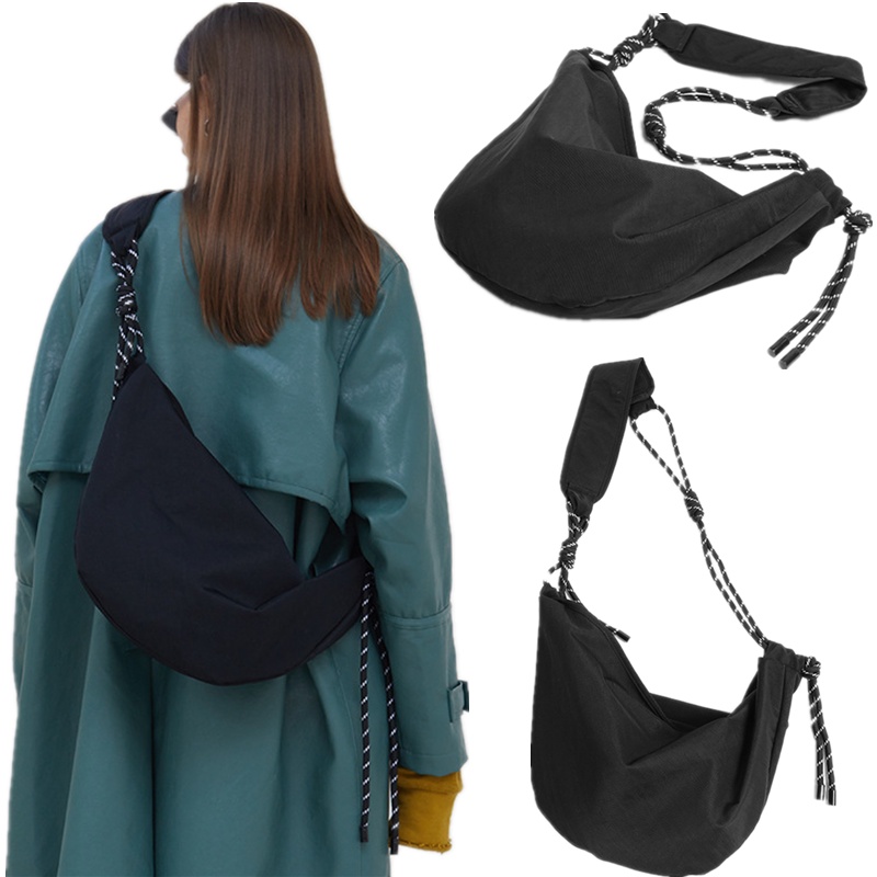 Túi Đeo Vai Bằng Nylon Phối Dây Cột Thời Trang