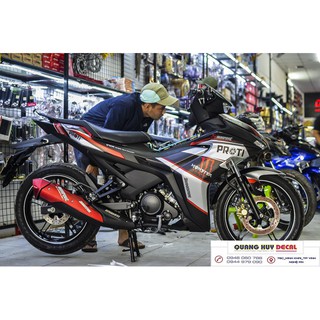 Tem trùm xe Ex 155 đỏ đen xám, độ team trùm decal xe máy exciter dán đời 2021