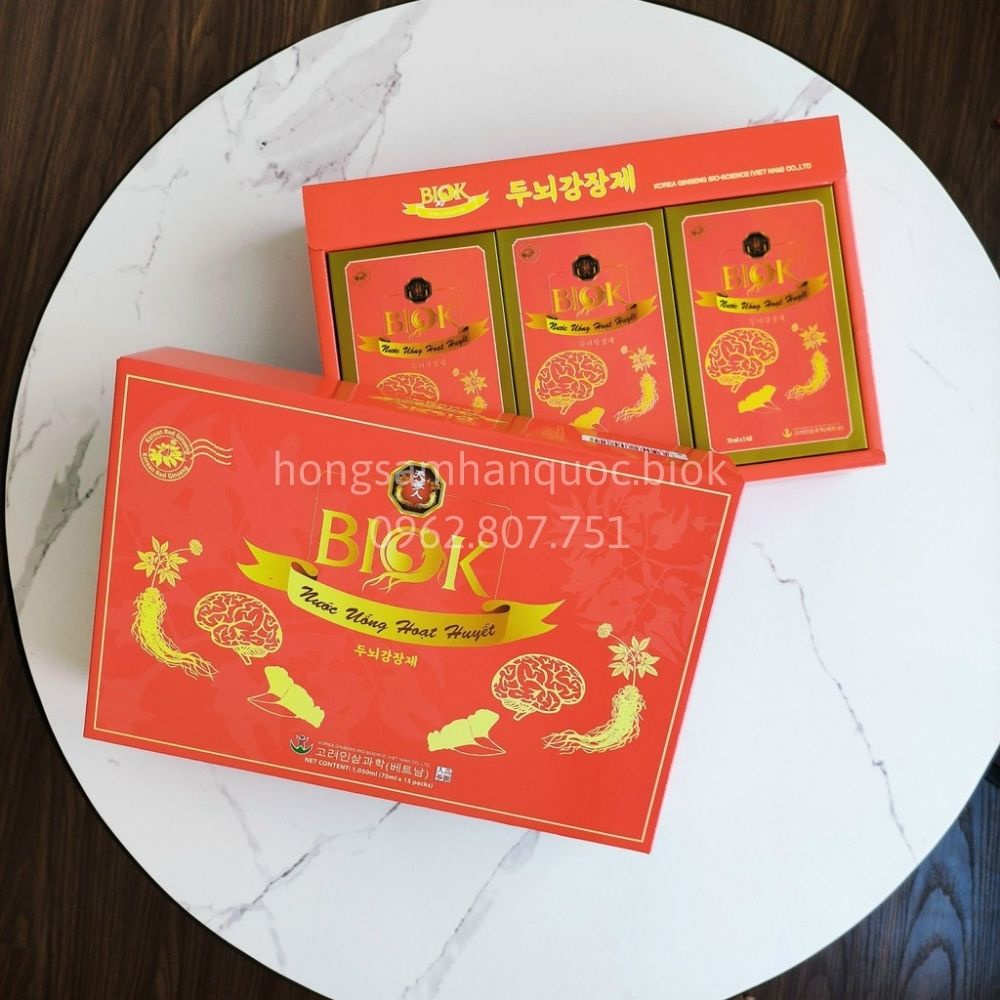 Nước uống hoạt huyết dưỡng não BIOK hộp 15 gói 70ml, Thực phẩm tăng cường trí não cải thiện trí nhớ, Quà tặng sức khỏe