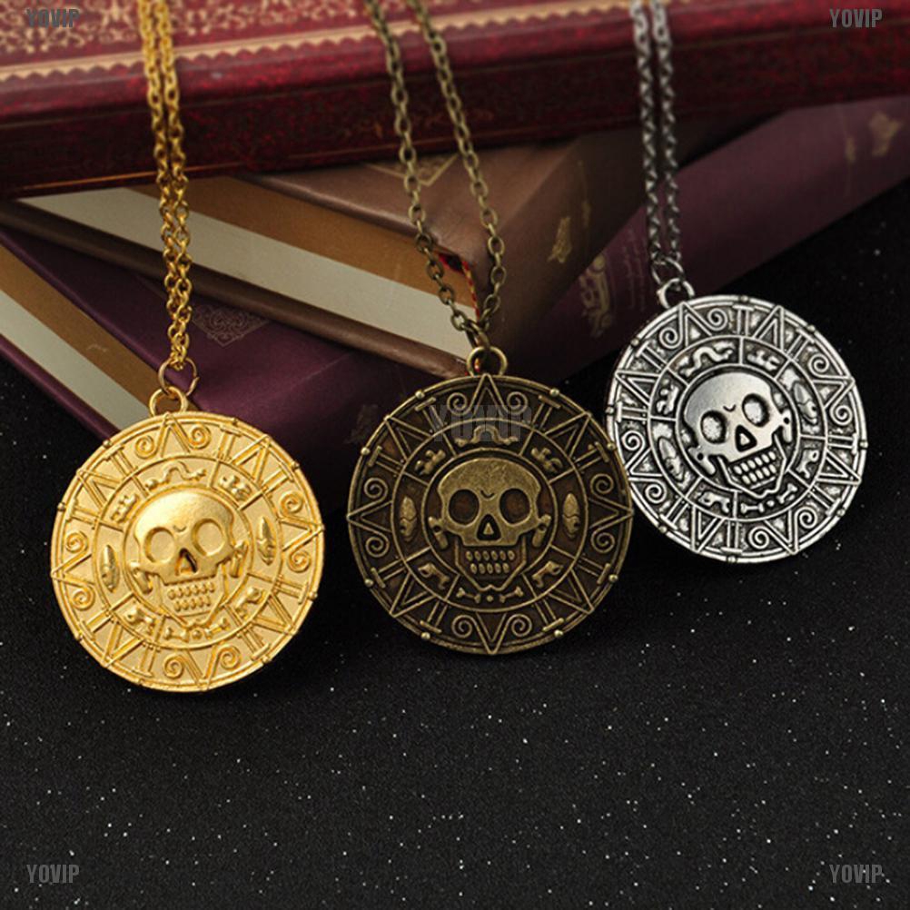 Dây chuyền mặt in hình đầu lâu hải tặc jack cướp biển Caribbean Aztec thời trang
