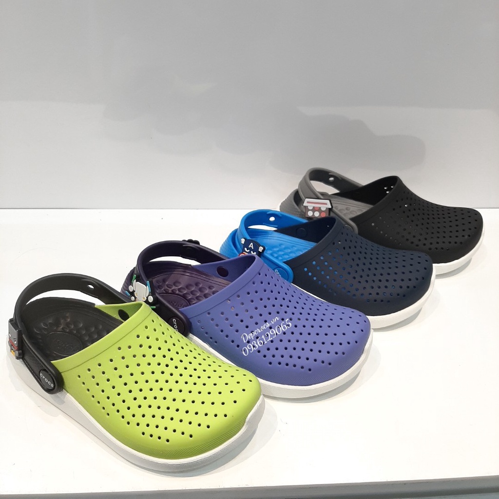 Dép sục crocs literide bé trai tặng kèm 4 jibbitz 2d, dép crocs trẻ em cao cấp  - Crocs house