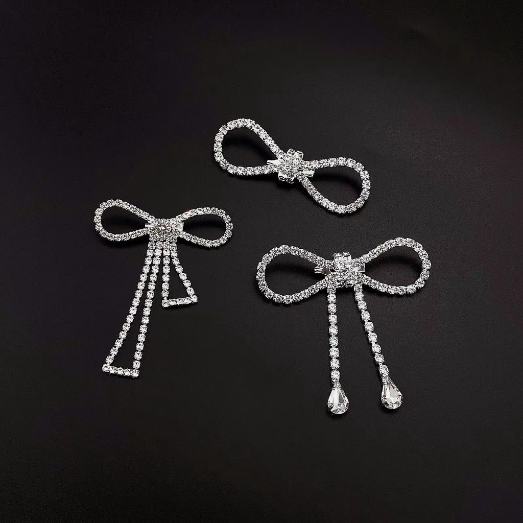 Trâm Cài Áo Hình Nơ Đính Đá Ngọc Trai Phối Tua Rua 7 Kiểu Chất Lượng Cao