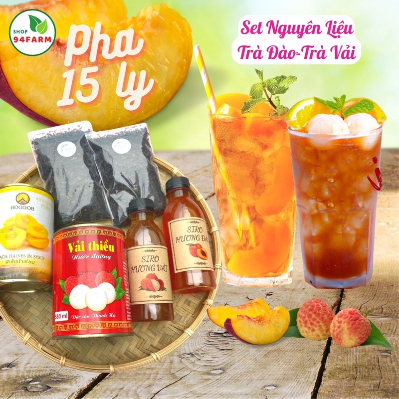 Set Trà Đào, Trà Vải Pha 20 ly 94Farm