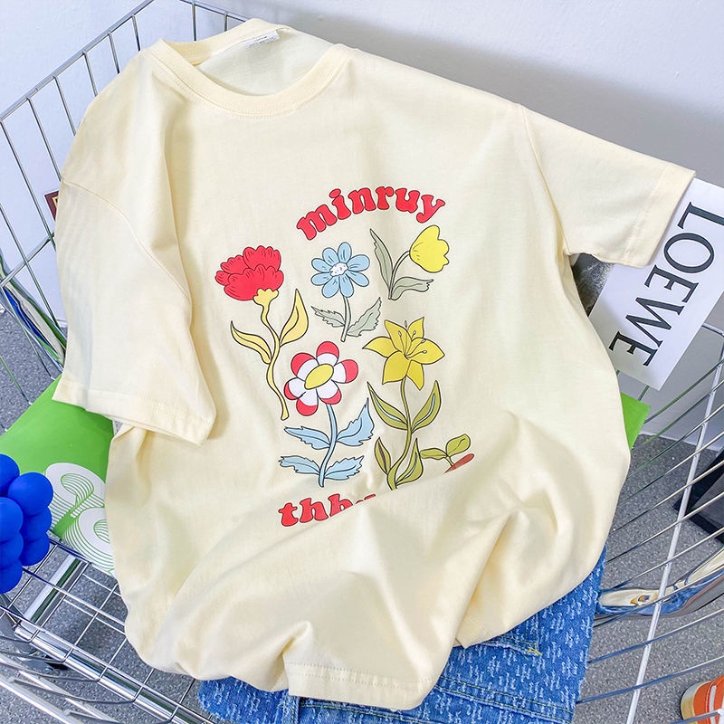 Áo Thun Tay Ngắn Dáng Rộng In Họa Tiết Thời Trang Mùa Hè Phong Cách Hàn Quốc Mới Cho Nữ