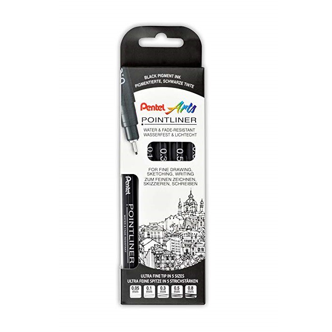 BỘ 5 CÂY BÚT LINE ĐI NÉT CHUYÊN NGHIỆP PENTEL POINTLINER