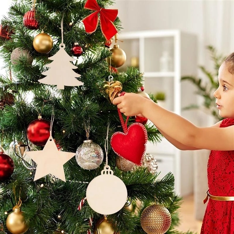 1 bộ nhãn gỗ trang trí giáng sinh năm mới