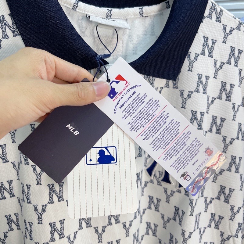 Áo Polo M.L.B Monogram Allover Collar Short Sleeve T-shirt N.Y Yankees, Áo polo MLB
