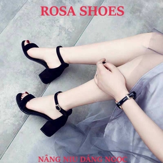 Giày gót vuông Giày sandal cao gót 6 phân quai ngang thanh lịch Mys Rosa Shoes