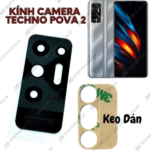 Mặt kính camera techno pova 2 có sẵn keo dán