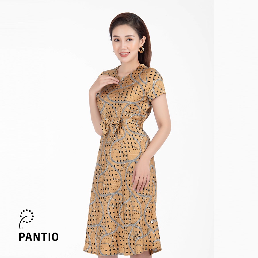 Đầm dạo phố chất lụa phối hoạ tiết chấm bi FDP52698 - PANTIO