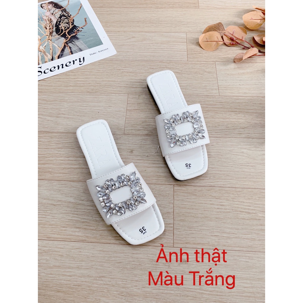 XẢ KHO (S50) Dép lê nữ đế bệt quai khuy đá vuông (Mã DD.255)