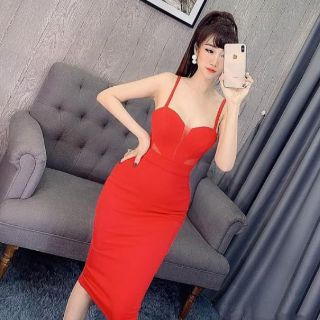 Đầm body hở eo phối lưới sexy