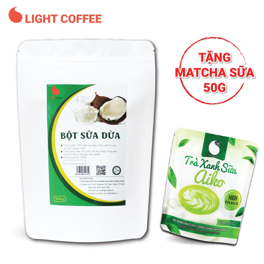 [Mã FMCGM25 - 10% đơn 150K] Bột sữa dừa thơm béo, chuẩn vị gói 500g từ Light Coffee