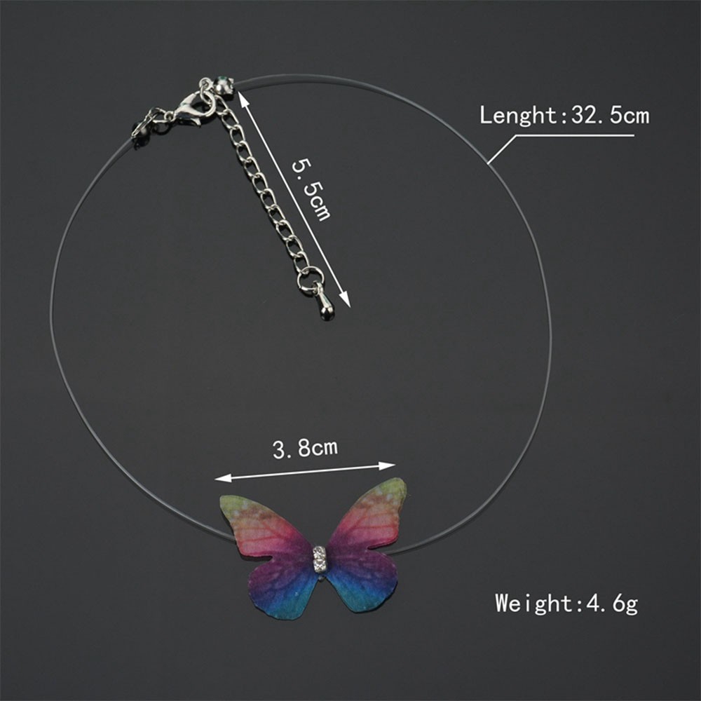 Vòng cổ choker vải lụa hình bướm 3D nhiều màu sắc dễ thương cá tính dành cho nữ