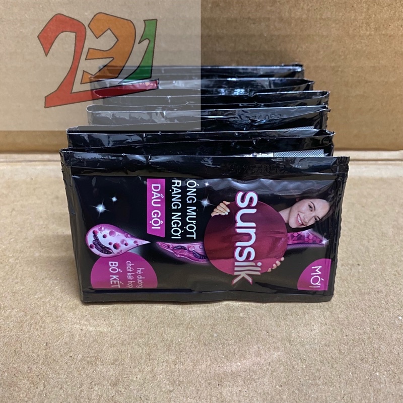 [12 Gói x5,8ml] Dây Dầu Gội Đầu Sunsilk Óng Mượt Rạng Ngợi