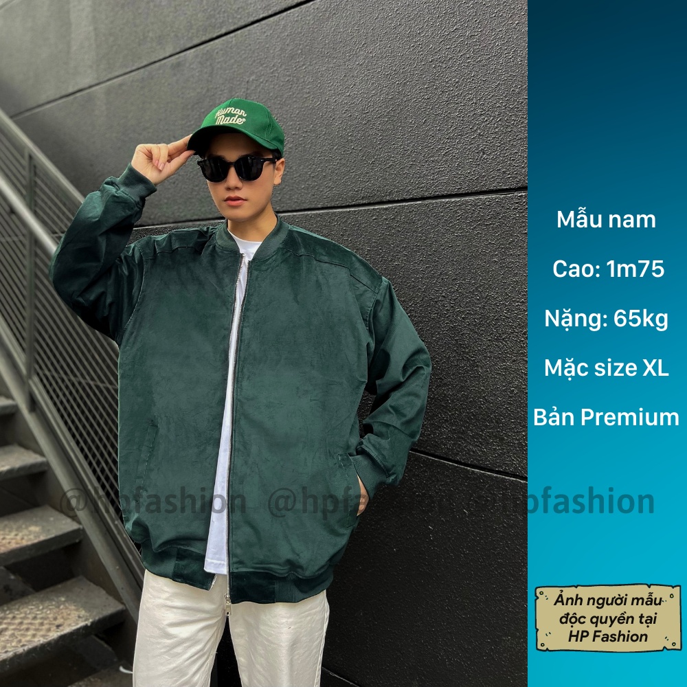 Áo khoác bomber trơn chất nhung tăm cao cấp phong cách Hàn Quốc form unisex nam nữ - B01 - Happy Style