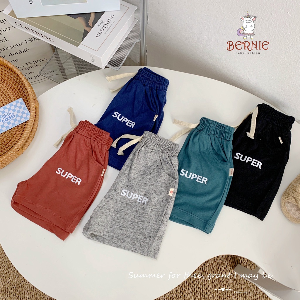 Combo set 3 quần cotton bé trai/ bé gái cao cấp, set 3 quần bé trai bernie chất liệu nỉ cotton mềm mịn cho bé