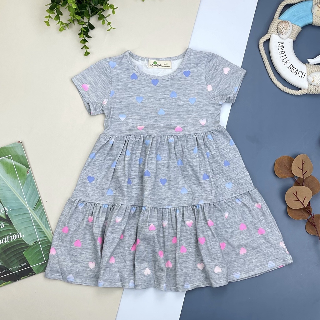 Đầm thun cotton co giãn 4 chiều Litibaby cho bé gái 10-30 kg
