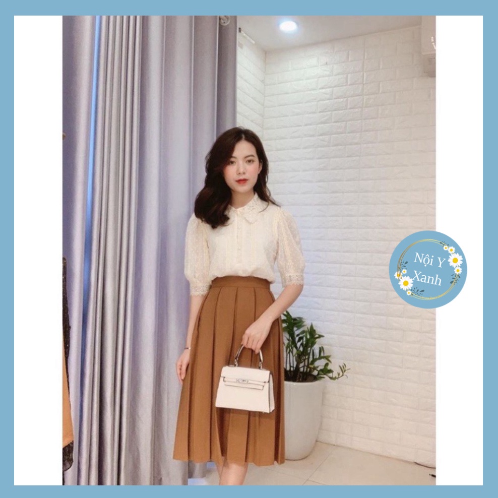 Chân váy xếp ly công sở siêu Hot_450 chất mát, phom đẹp, nội y xanh