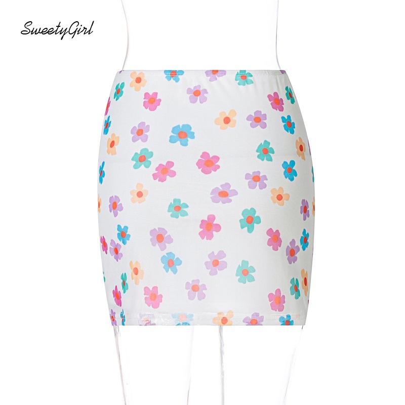 Chân váy mini phối lưới in họa tiết hoa nhiều màu sắc thời trang phong cách đường phố cho nữ