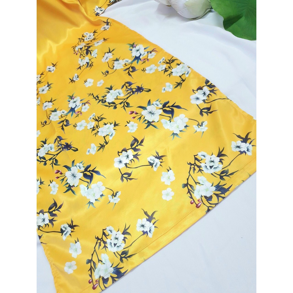 Áo Dài Cách Tân Họa Tiết Hoa Mai Trắng