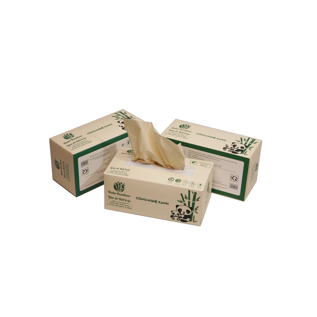 05 Hộp Giấy Gấu Trúc Bobo Bamboo Cao Cấp 100 tờ/hộp Siêu Dai