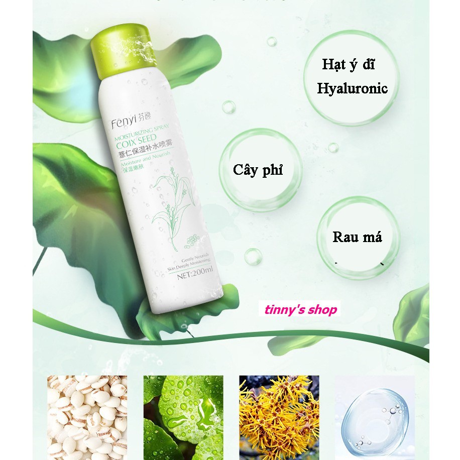 Xịt Khoáng Fenyi Coix Seed Chiết Xuất Hạt Ý Dĩ Dưỡng Ẩm Ngừa Mụn 200ml NDT | BigBuy360 - bigbuy360.vn