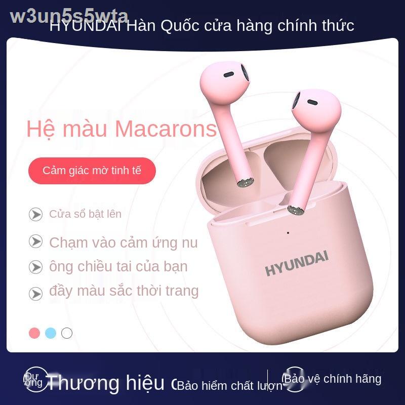 (Date mới)Tai nghe Bluetooth không dây Hyundai Macaron Hàn Quốc Cô gái dễ thương chơi game Thể thao thích hợp cho Huawei