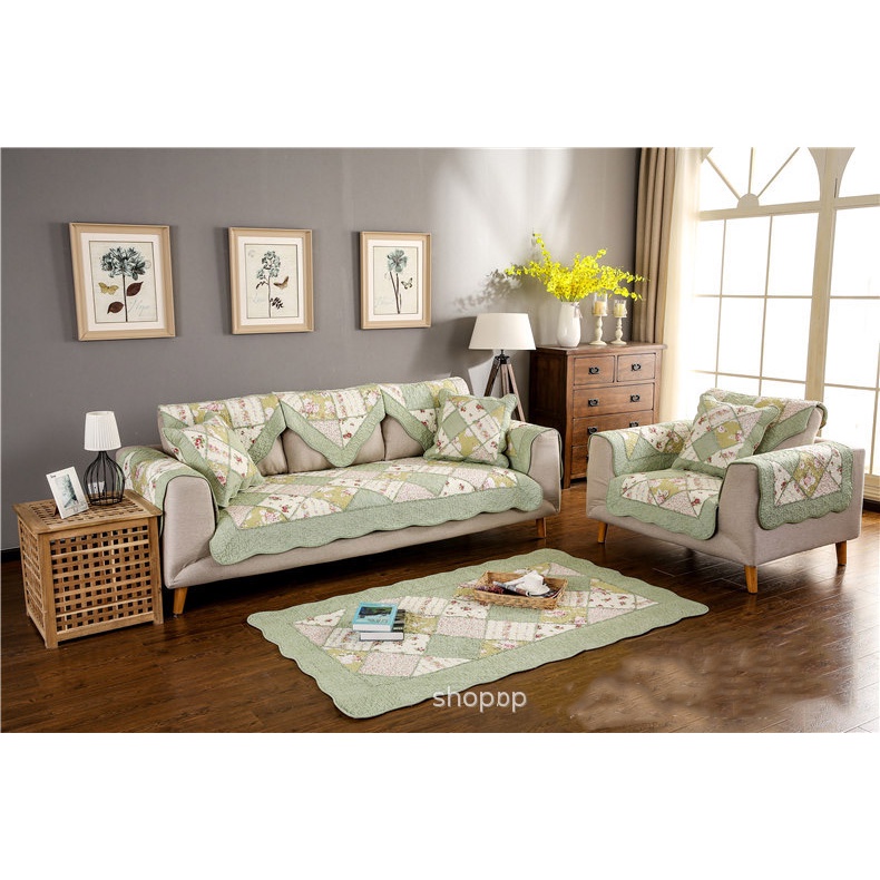 Thảm sofa -Xéo xanh lá