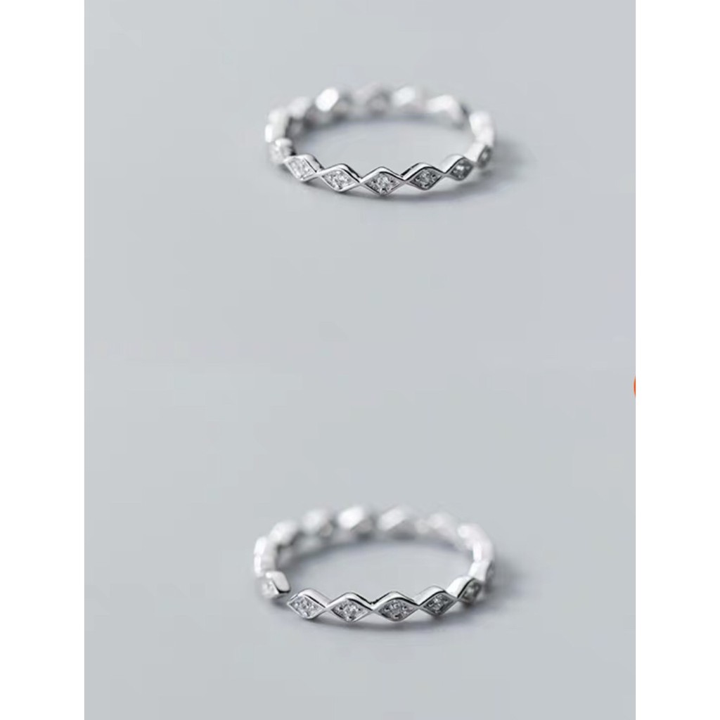 Nhẫn bạc nữ TLEE caro Tlee nạm đá mở sang trong TleeJewelry A0336