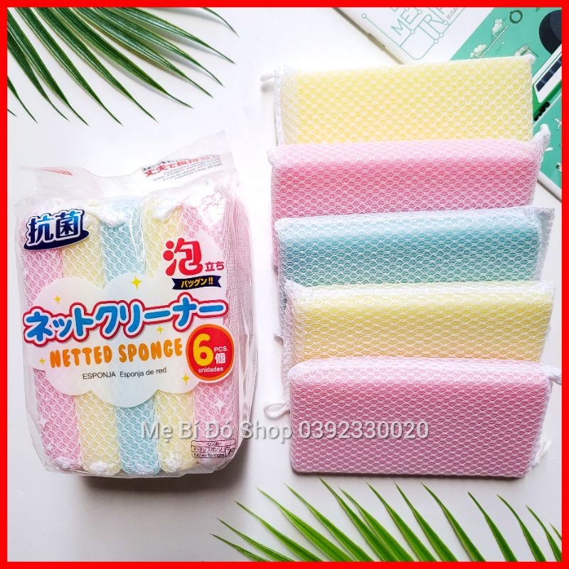 Mút Xốp Rửa Chén Bát Tạo Bọt Có Lưới Lọc Miếng Nhiều Màu Dễ Thương - Shop Mẹ Bí Đỏ