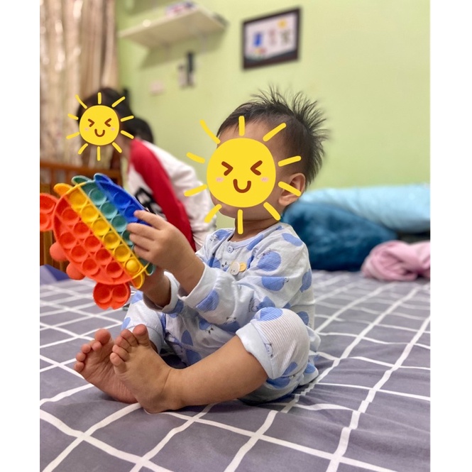 Bộ dài tay bé gái bé trai hoạ tiết chấm bi xanh agabang