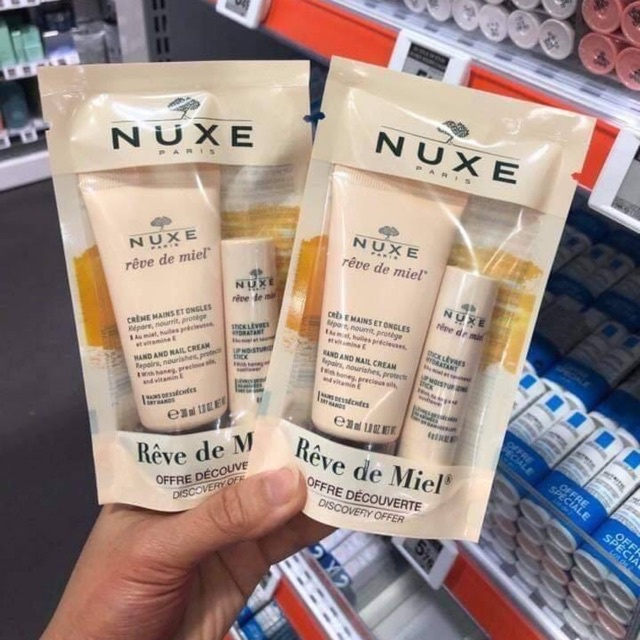 Set kem dưỡng tay và son dưỡng môi Nuxe Reve De Miel - Made In France