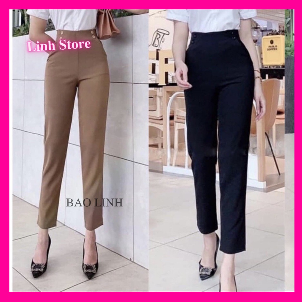 Quần Tây Đen Nữ Lưng Cao Đi Học Công Sở, Quần Baggy Nữ Phối Bốn Cúc Đi Làm Đi Học
