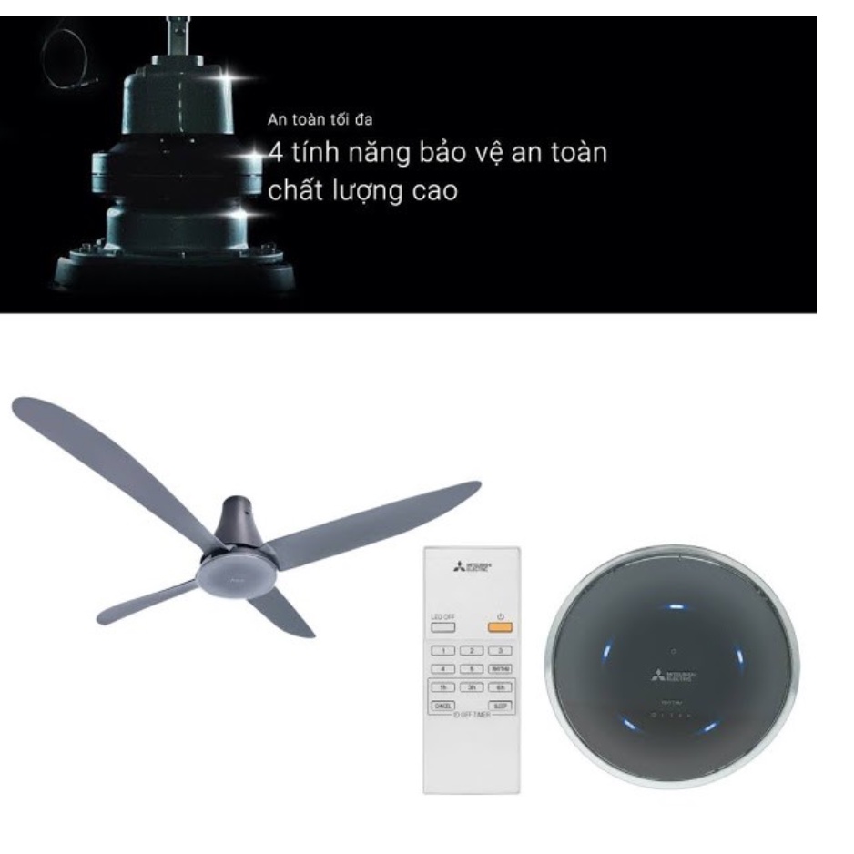 Quạt trần Mitsubishi 4 cánh C56-RA4 CY-GY , C56-RA4 SF-GY  BẢO HÀNH TẠI NHÀ